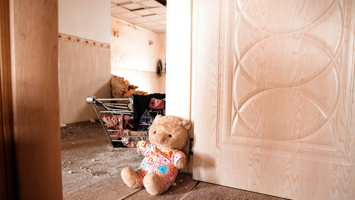 Scenes from the house of Musa Rasul and Mujda Hassan after it was targeted.