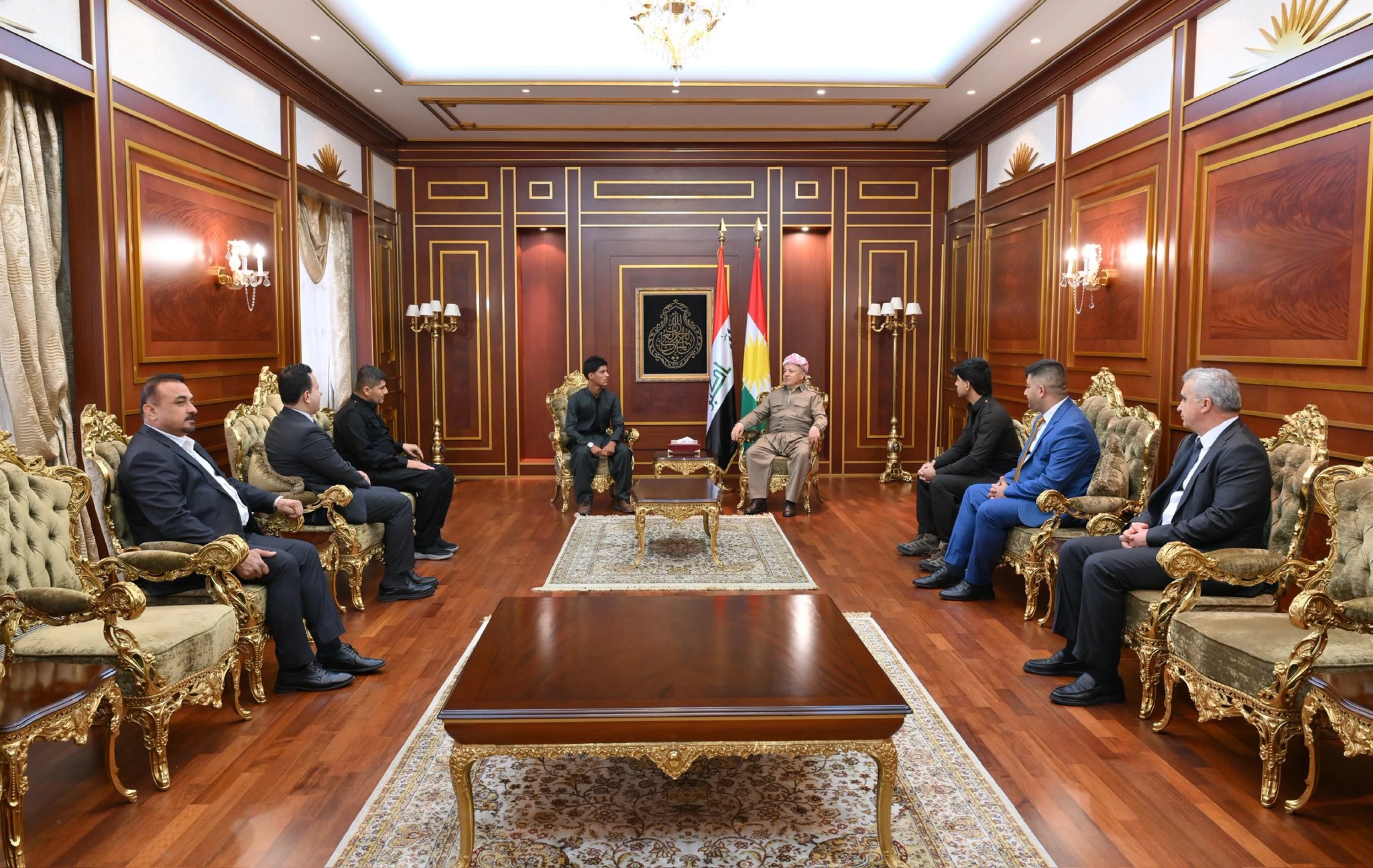 Image of President Barzani meets with men assaulted over flying Kurdistan flag