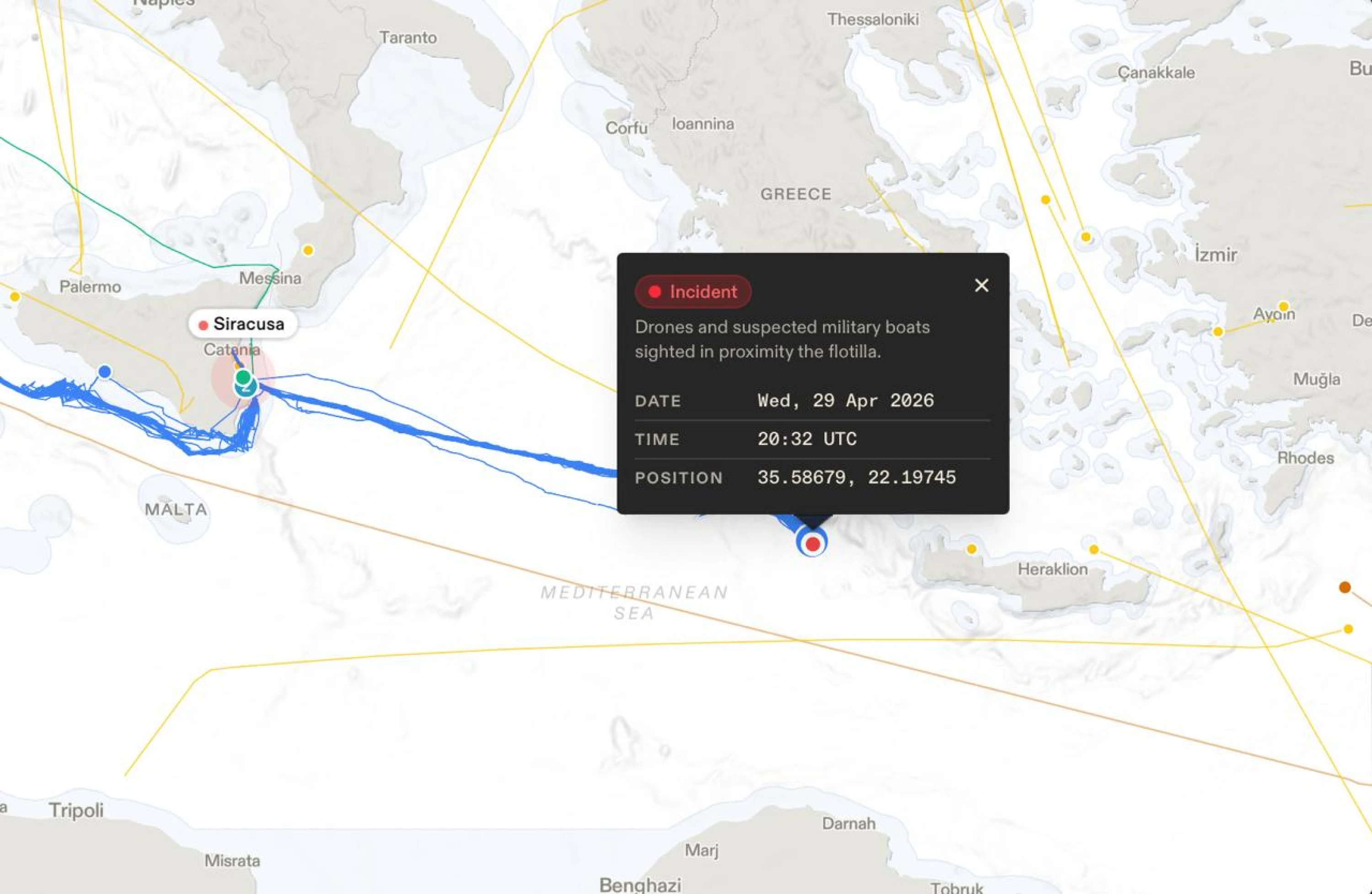 Image of Gaza aid flotilla says vessels intercepted by Israeli forces near Greece
