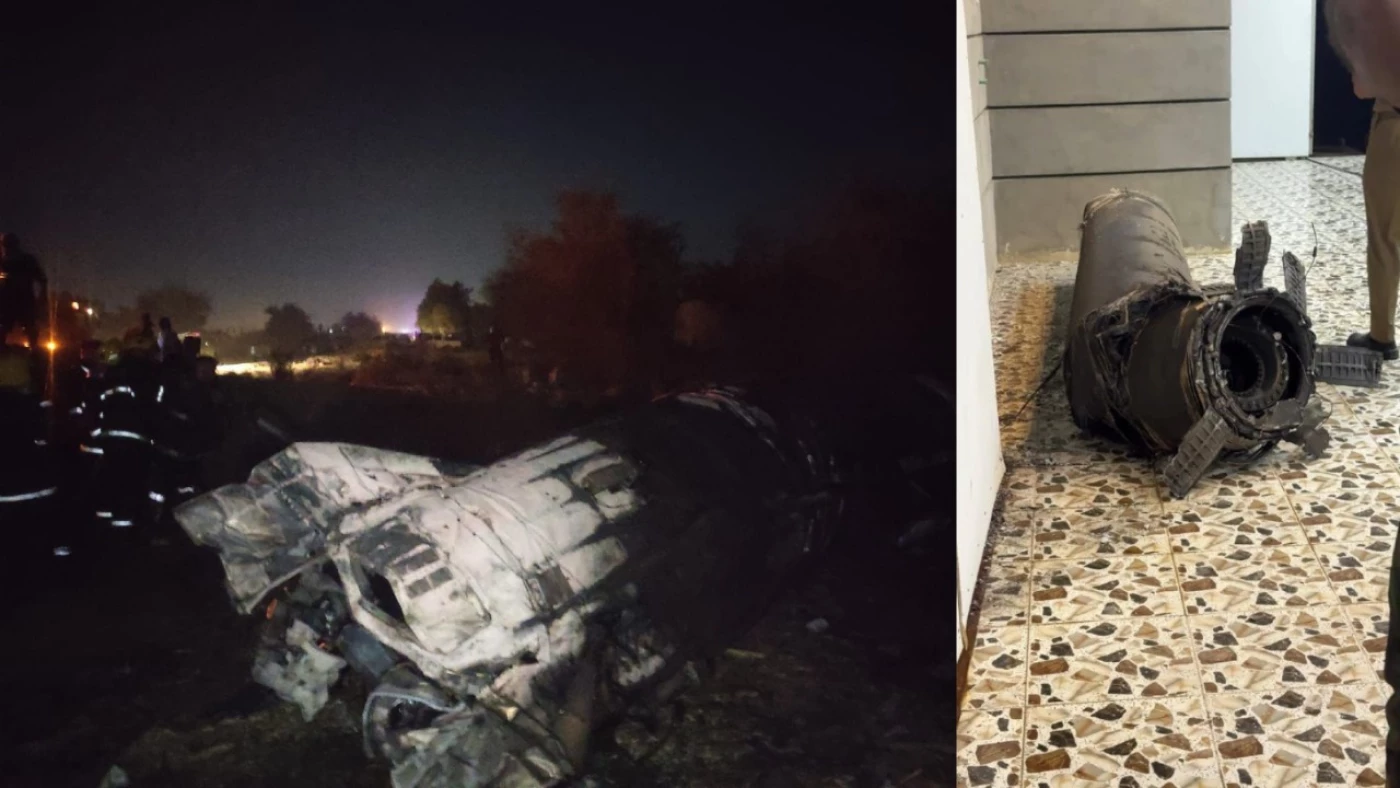 Image of Israel-bound Iranian projectiles crash in Iraq