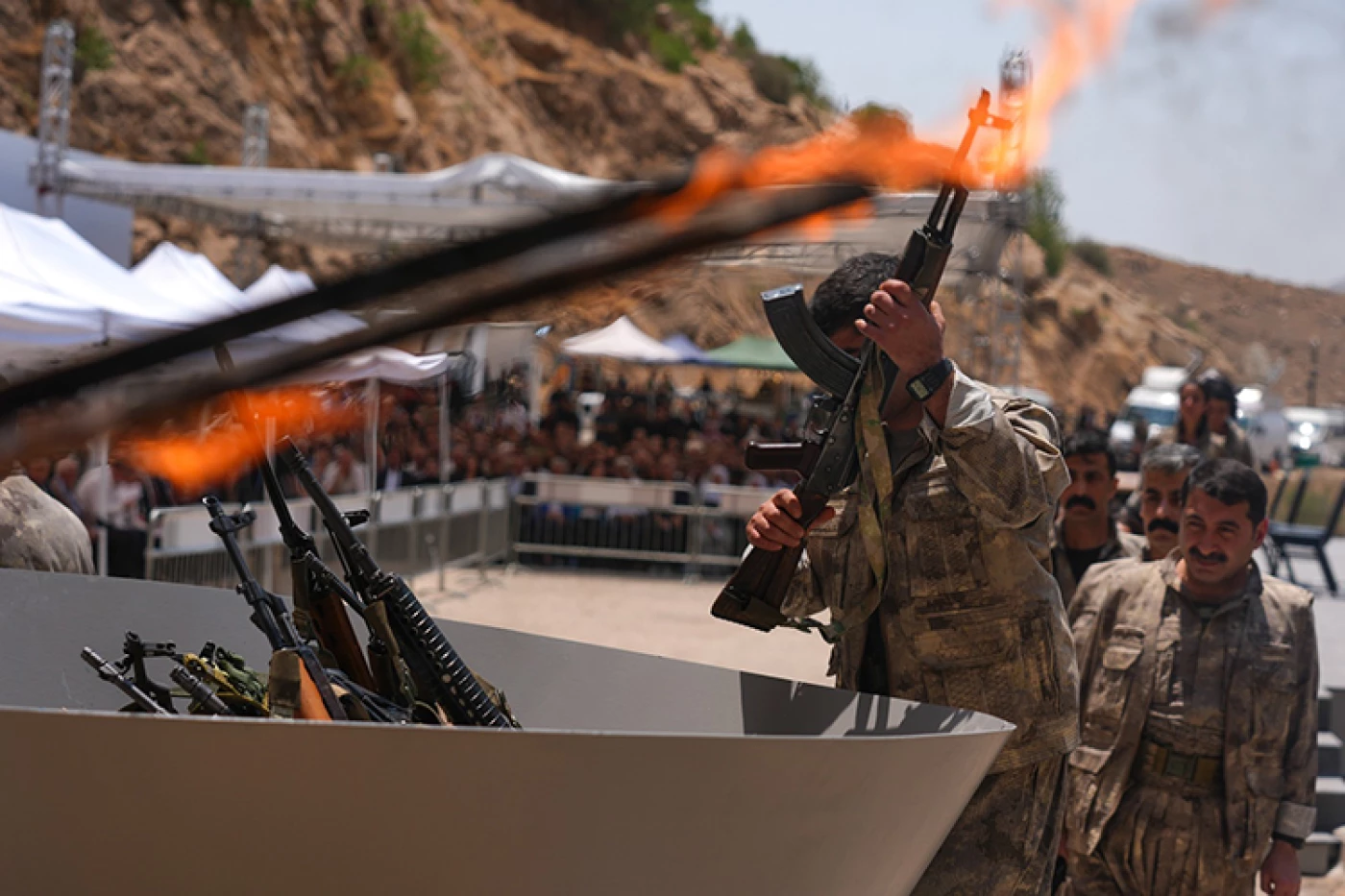 Image of Kurdish leaders welcome ‘historic’ PKK self-disarmament