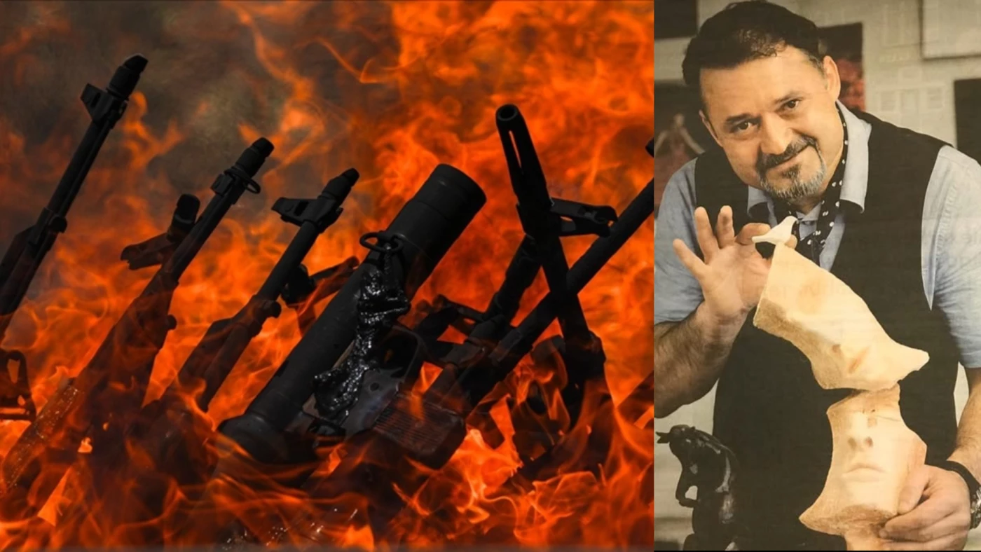 Image of Kurdish artist to sculpt ‘monument of peace’ from destroyed PKK weapons