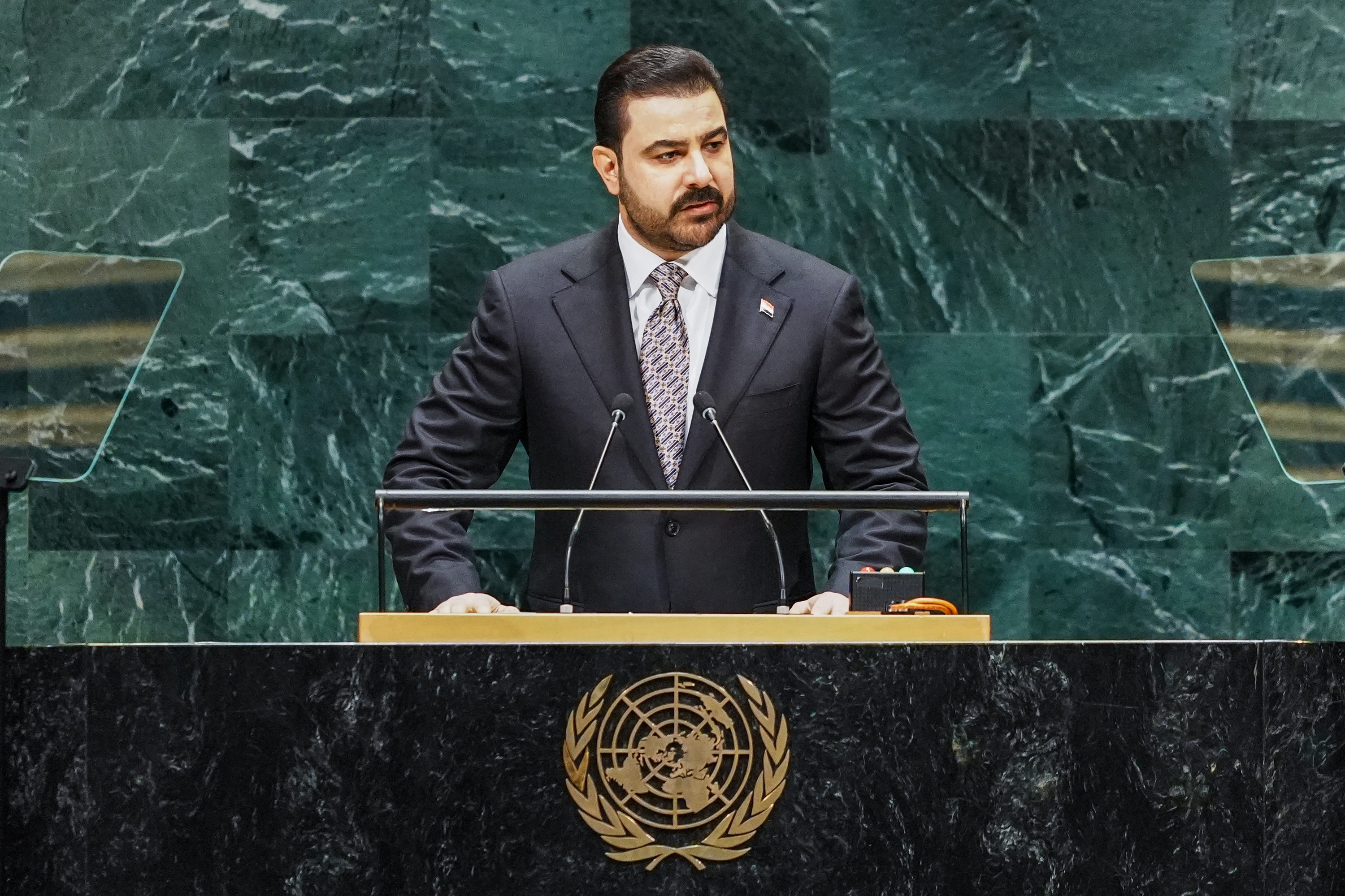 Image of Iraqi PM reaffirms commitment to weapon restriction, fighting corruption in UN address