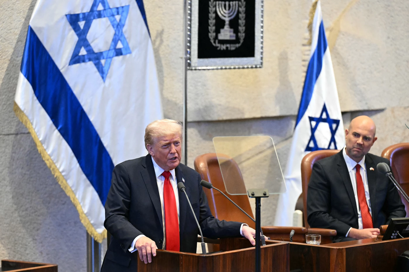 Image of Trump tells Israeli parliament 'the Holy Land is finally at peace'